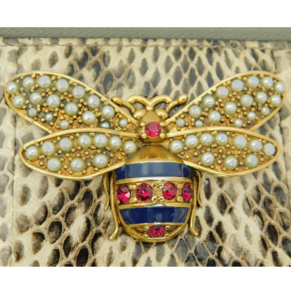 Gucci Queen Margaret Snake Wallet Leather Beige Python - Picture 5 of 9